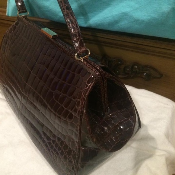 TIFFANY & CO. Brown Crocodile Laurelton Bag - Picture 6 of 8